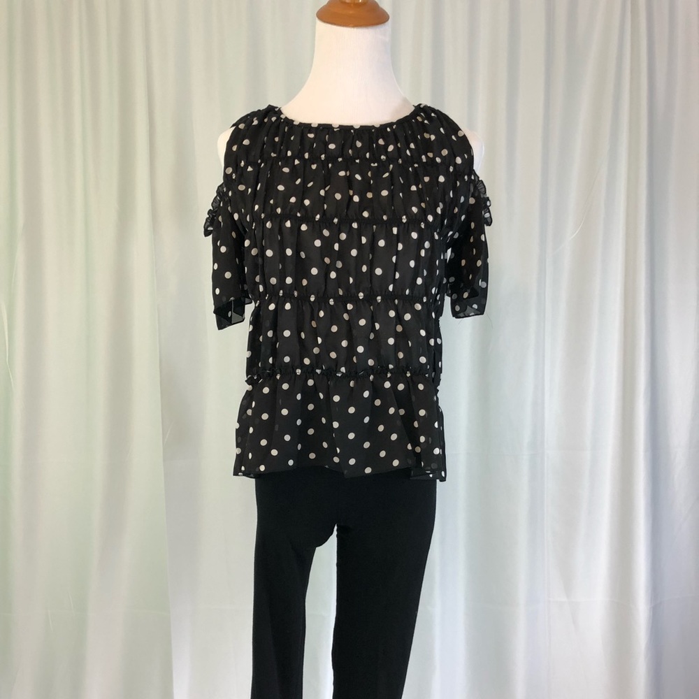 Cold Shoulder Polkadot Blouse